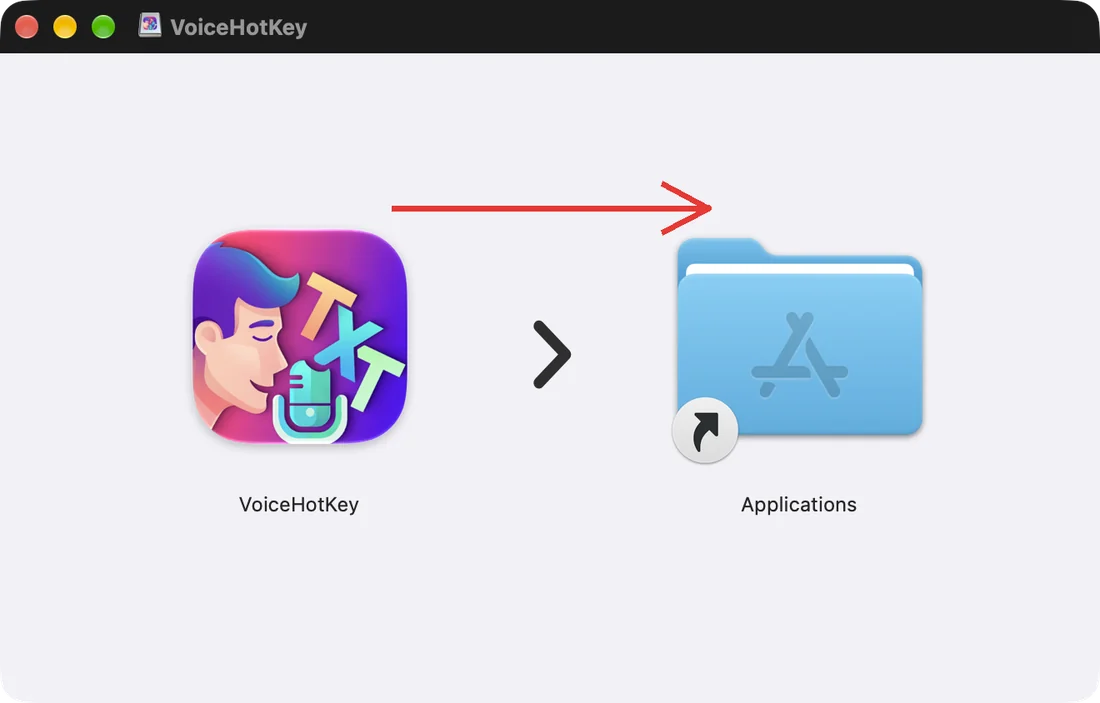 Arrastar VoiceHotKey para a pasta Aplicações